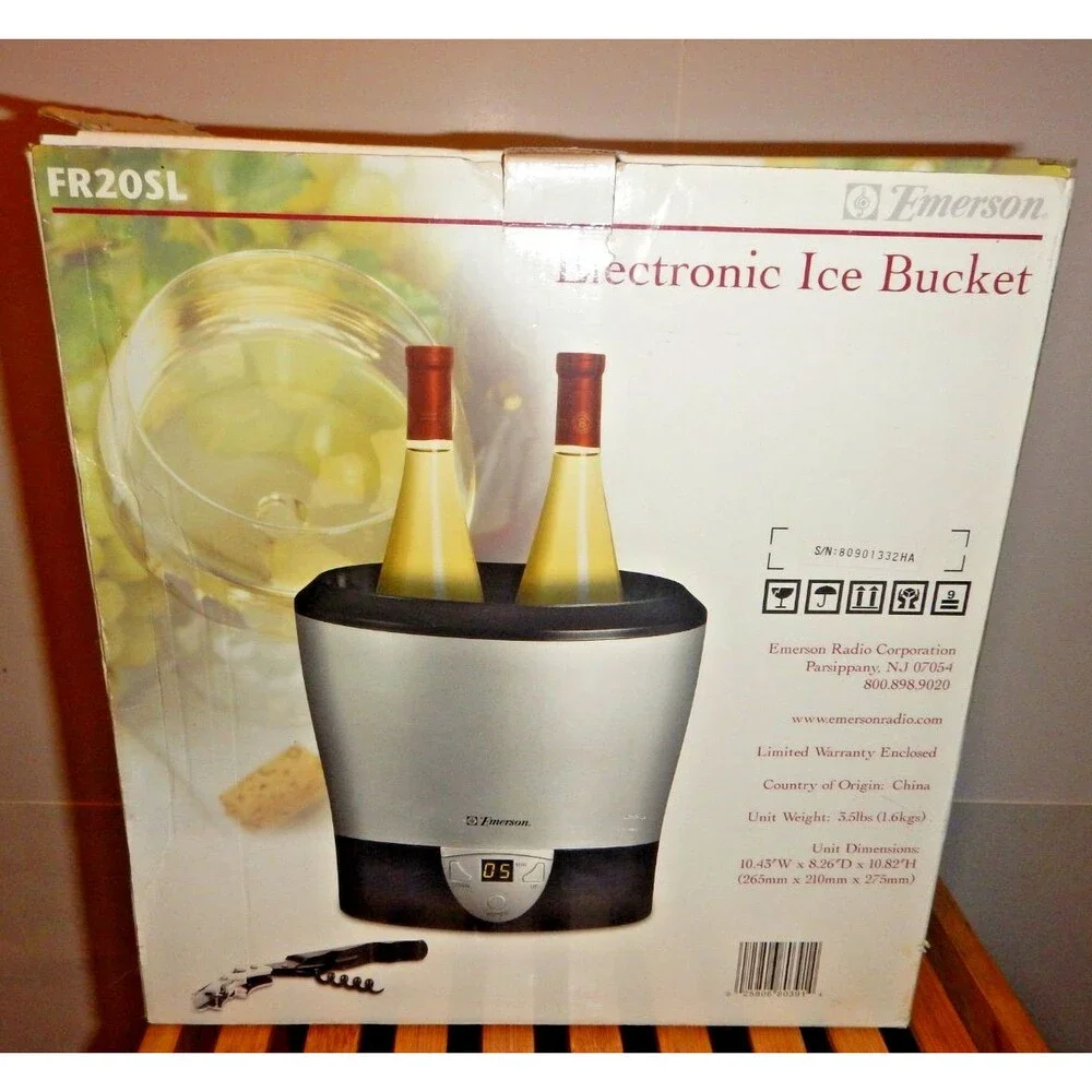 Emerson FR20SL Portable Poolside Electronic Ice Bucket Wine Bottle Soda Cooler